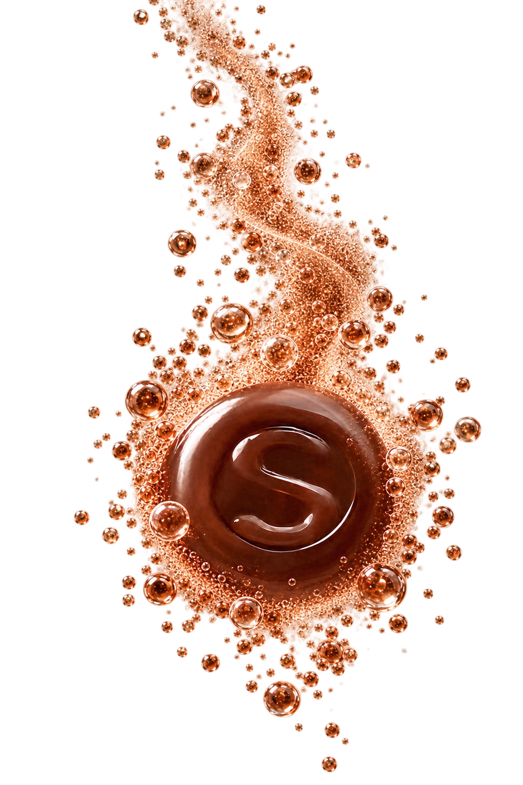 Sahara Beast original S chocolate candy with rising copper bubbles